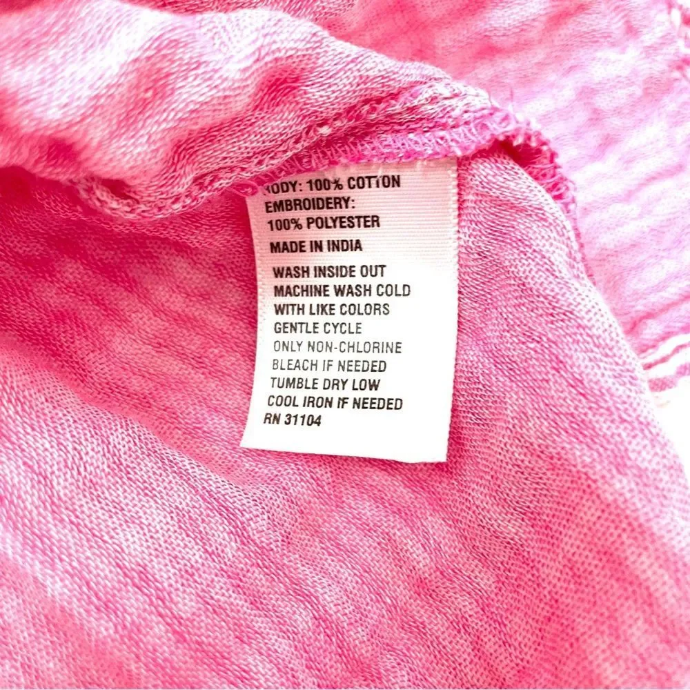 Crown & Ivy Pink Seersucker Embroidered Top XS - Picture 5 of 8